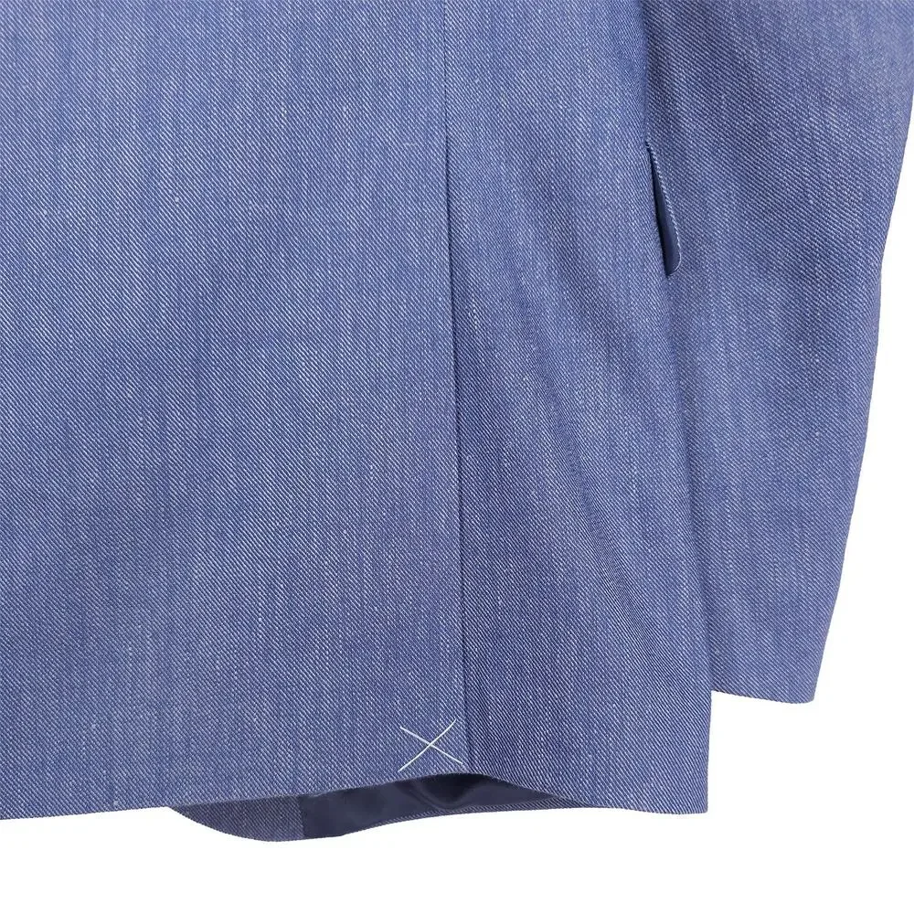 Kenneth Cole Reaction Mens Modern Fit Sport Coat 38R Light Blue Stretch Linen